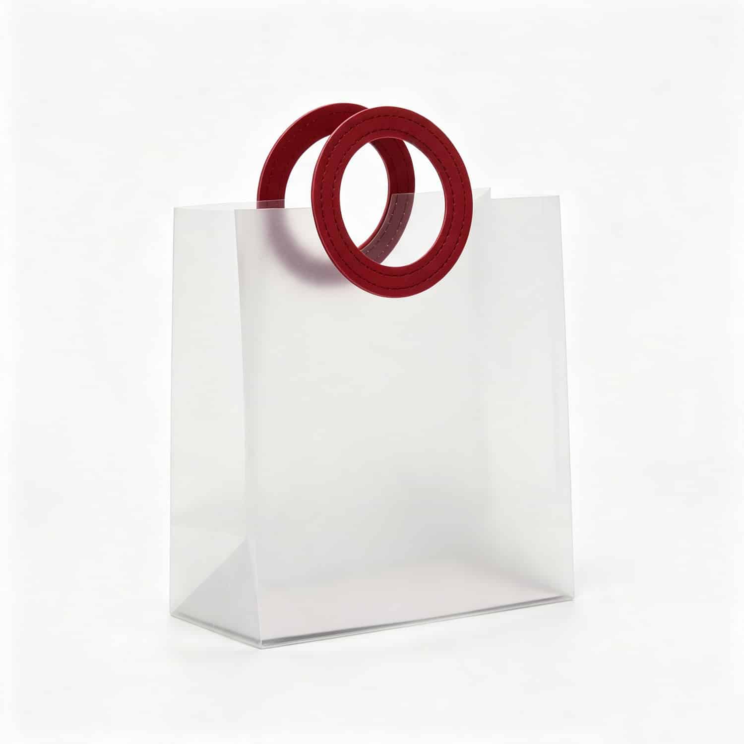 frosted gift bag with leather handles